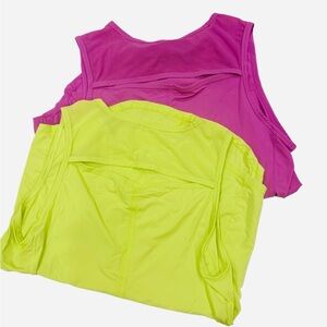 💜Ranch Dress’N Sleeveless Tops vented back– Bundle Neon Yellow & Magenta NWOT💜